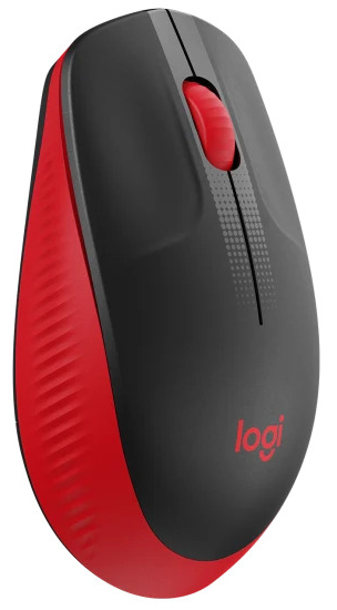 Logitech - Ratón Óptico Logitech M190 Full-Size Wireless 1000DPI Negro/Rojo