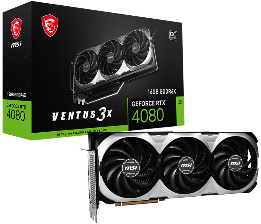 MSI - Tarjeta Gráfica MSI GeForce® RTX 4080 VENTUS 3X OC 16G DLSS3