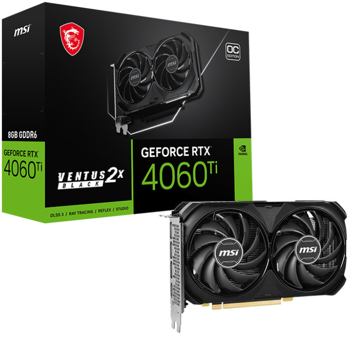 Tarjeta Gráfica MSI GeForce® RTX 4060 Ti VENTUS 2X BLACK E1 OC 8GB GDDR6 DLSS3