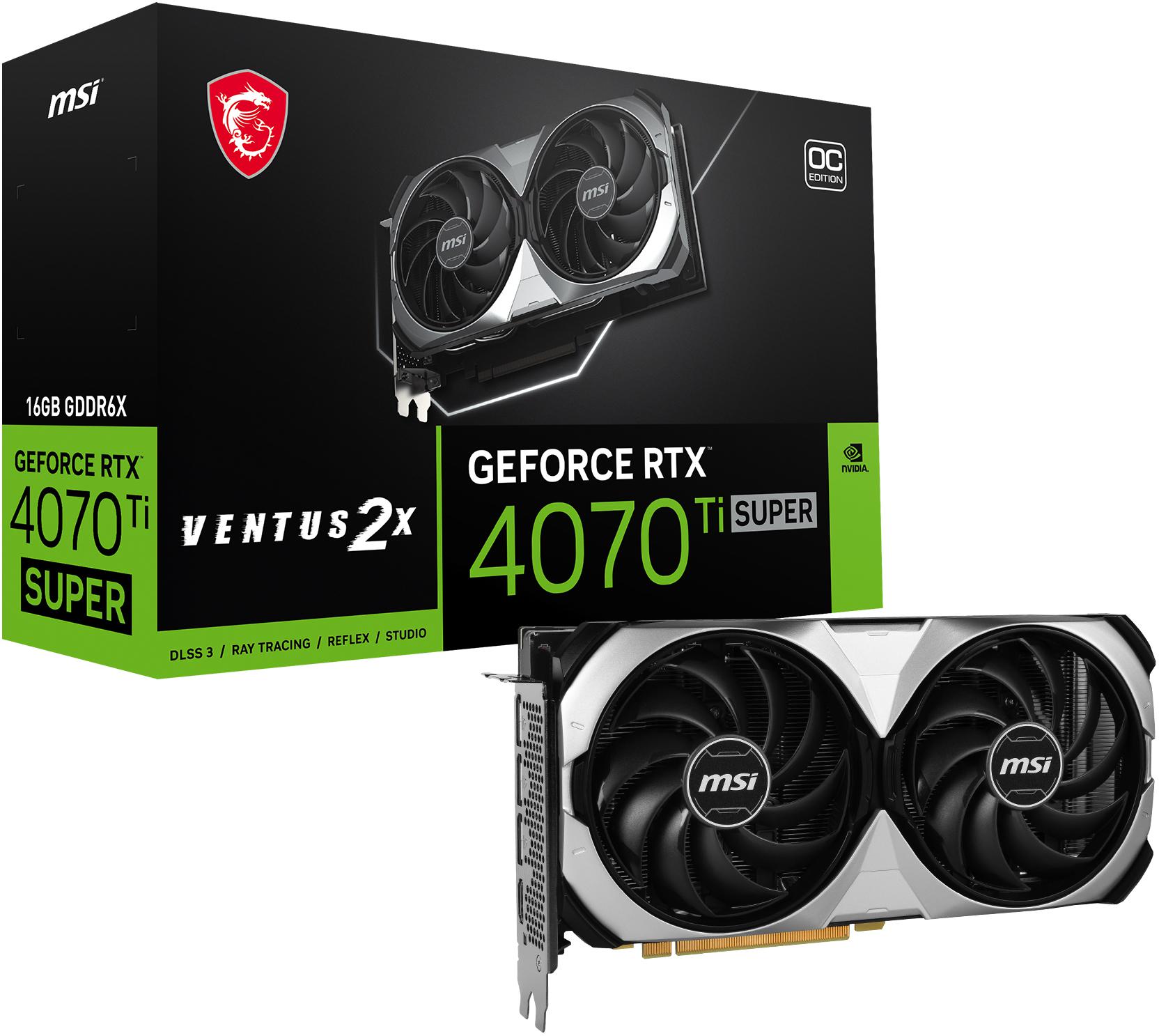 MSI - Tarjeta Gráfica MSI GeForce® RTX 4070 Ti SUPER VENTUS 2X OC 16GB GDDR6 DLSS3