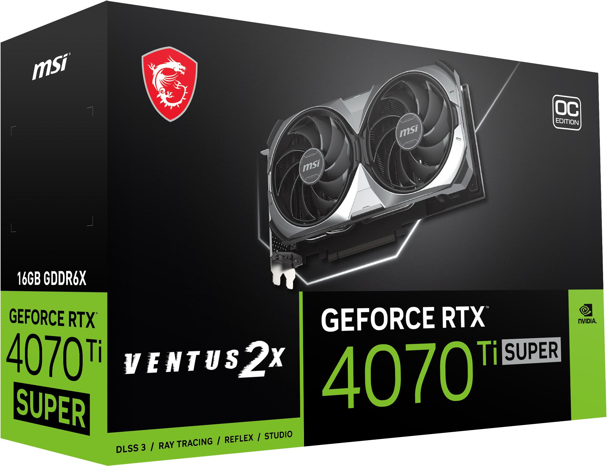 MSI - Tarjeta Gráfica MSI GeForce® RTX 4070 Ti SUPER VENTUS 2X OC 16GB GDDR6 DLSS3