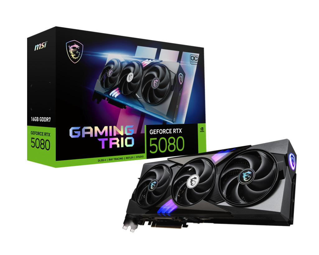 MSI - Tarjeta Gráfica MSI GeForce® RTX 5080 GAMING TRIO OC 16GB GDDR7 DLSS4