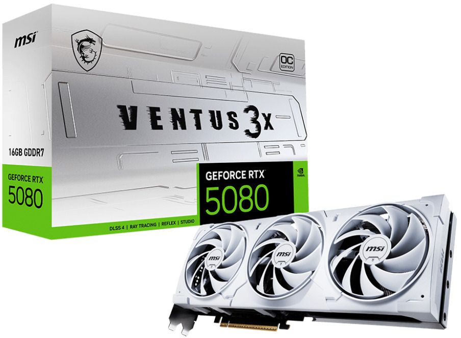 MSI - Tarjeta Gráfica MSI GeForce® RTX 5080 VENTUS 3X OC WHITE 16GB GDDR7 DLSS4