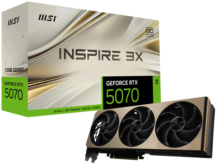Tarjeta Gráfica MSI GeForce® RTX 5070 INSPIRE 3X OC 12GB GDDR7 DLSS4