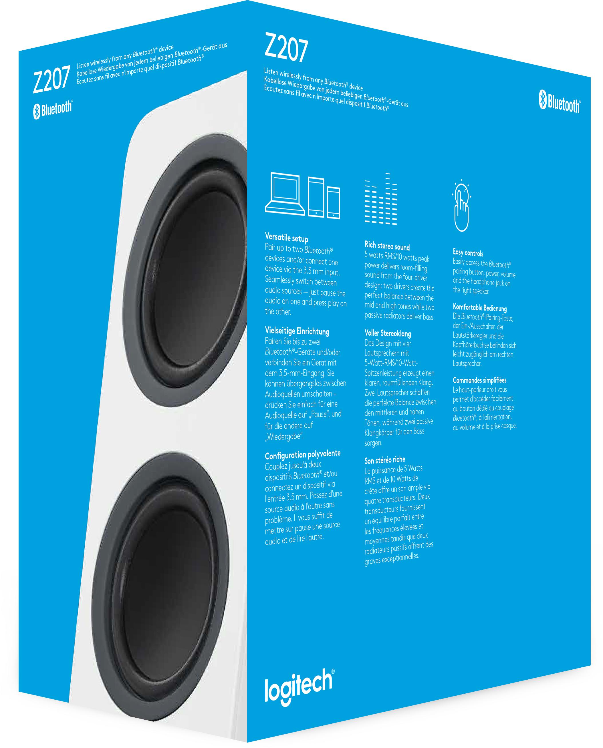 Logitech - Altavoces 2.1 Logitech Z207 Bletooth Blancos