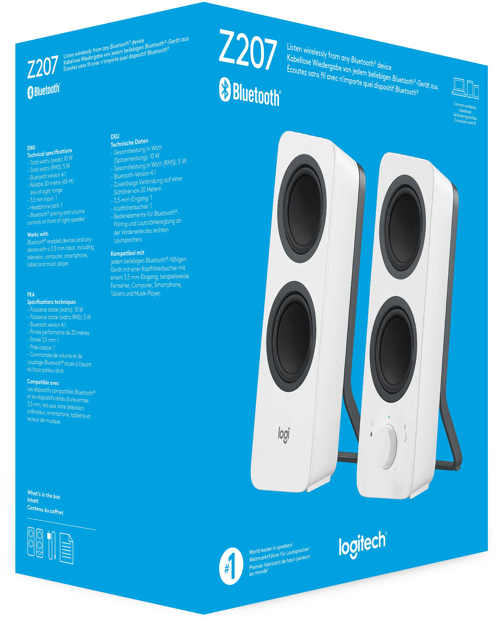 Logitech - Altavoces 2.1 Logitech Z207 Bletooth Blancos