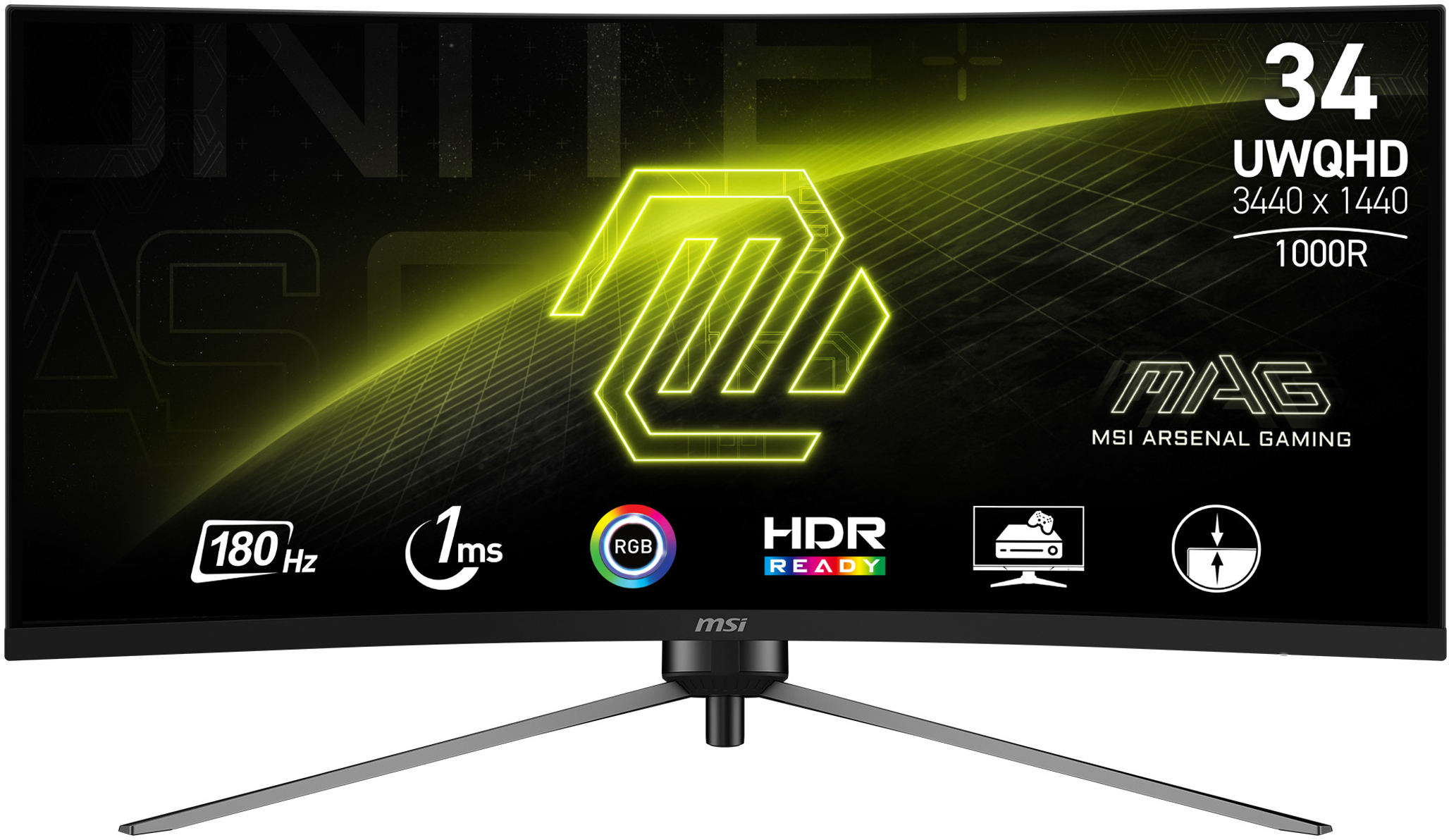 MSI - Monitor MSI 34" MAG 345CQR VA UWQHD 21:9 Curvo 180Hz FreeSync Premium HDR (1ms)