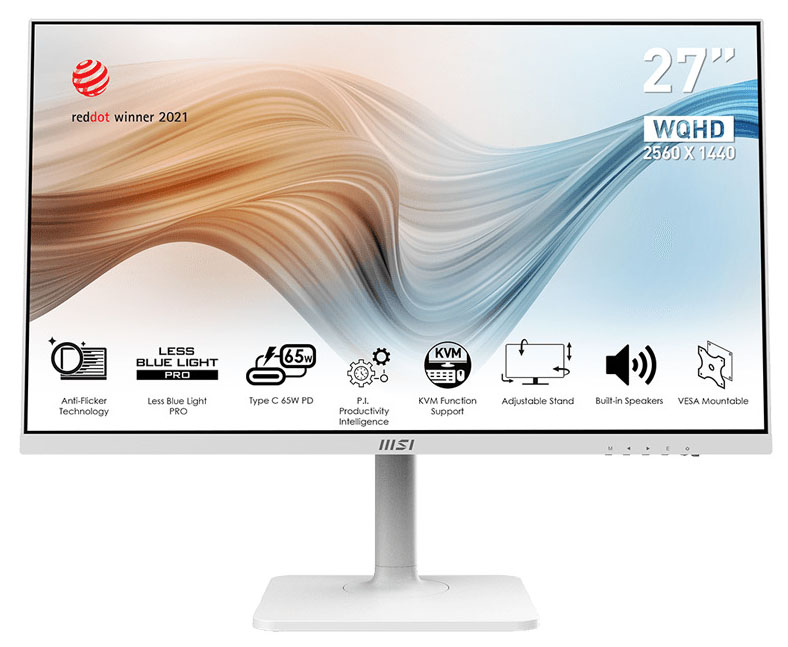 MSI - Monitor MSI 27" Modern MD272QPW IPS WQHD 75Hz 4ms USB-C (65W) Blanco