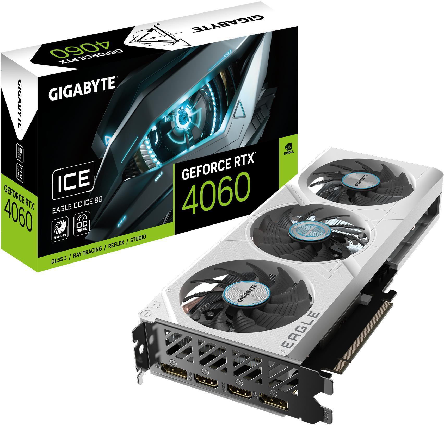 Tarjeta Gráfica Gigabyte GeForce® RTX 4060 Eagle OC ICE 8GB GDDR6 DLSS3