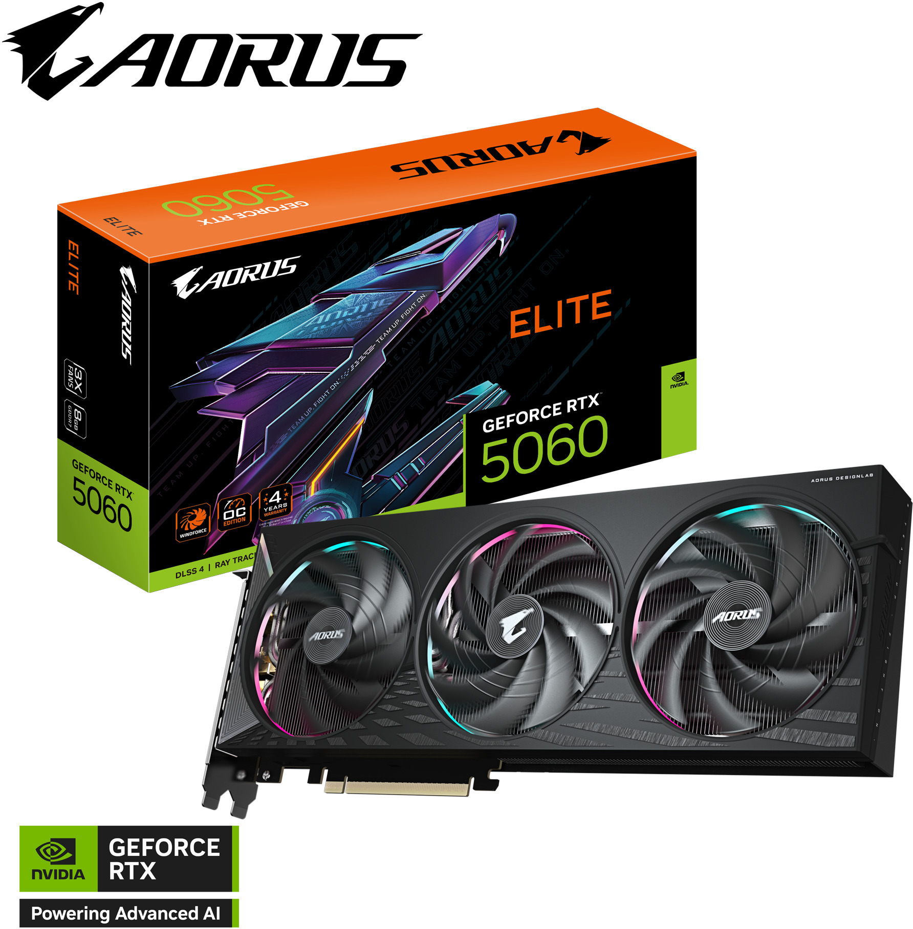 Tarjeta Gráfica Gigabyte GeForce® RTX 5060 Aorus Elite 8GB GDDR7 DLSS4
