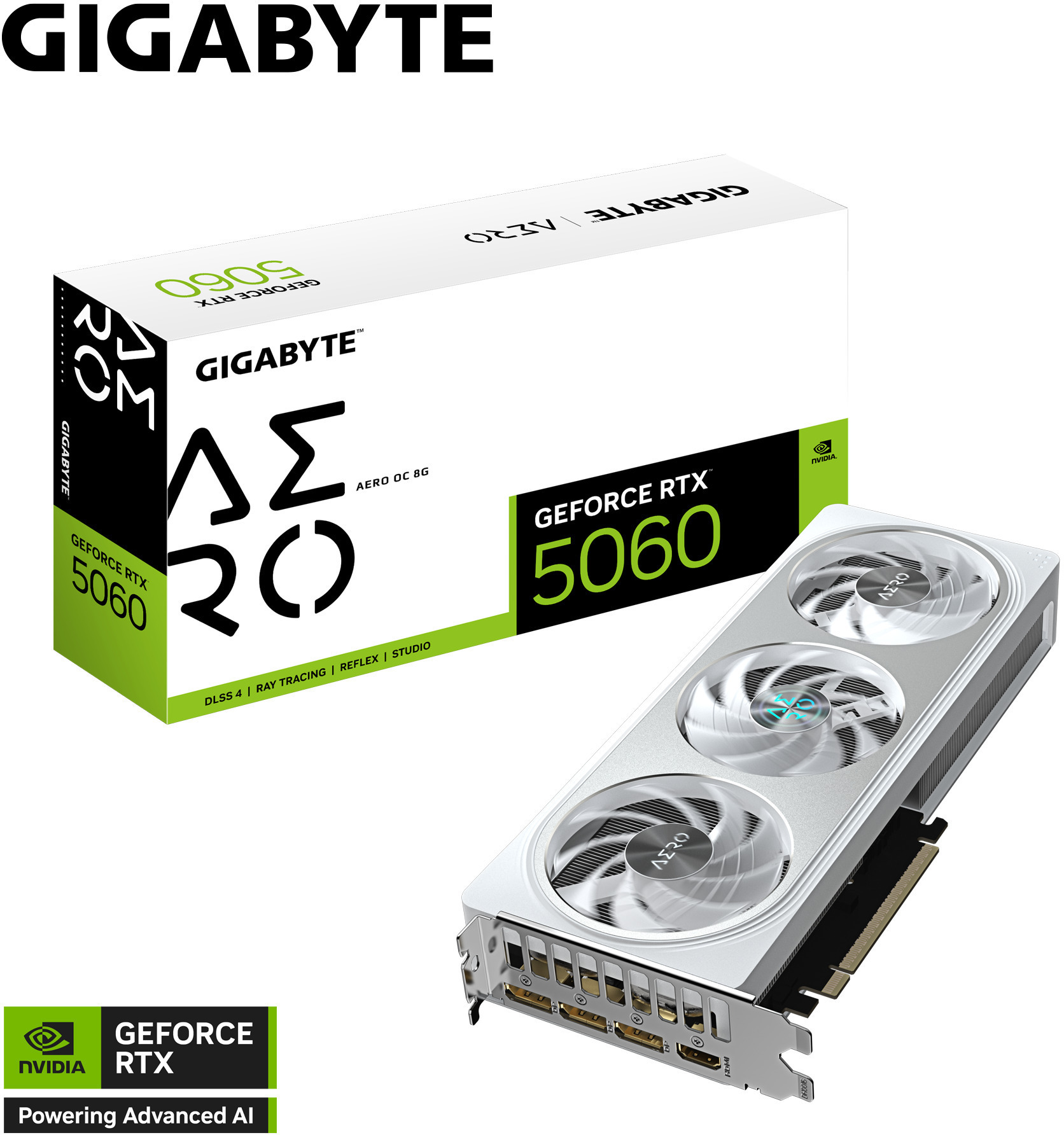 Tarjeta Gráfica Gigabyte GeForce® RTX 5060 Aero OC 8GB GDDR7 DLSS4