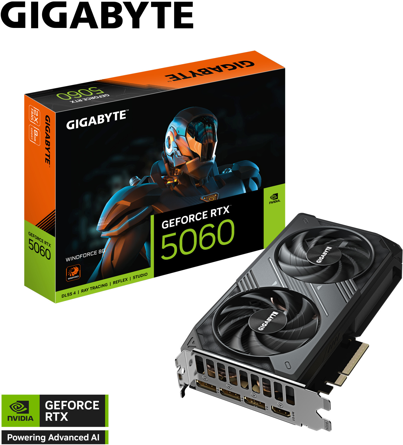 Tarjeta Gráfica Gigabyte GeForce® RTX 5060 WindForce 8GB GDDR7 DLSS4
