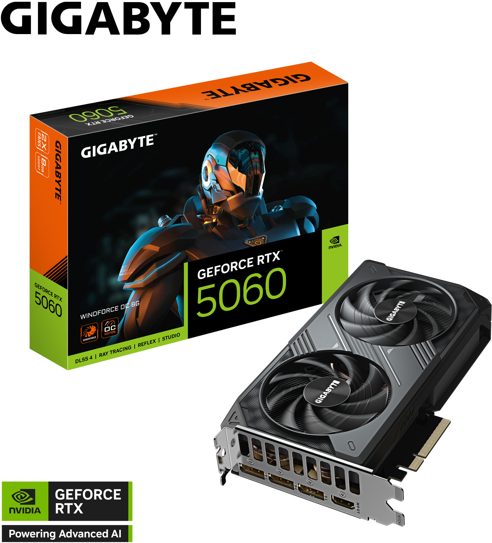 Tarjeta Gráfica Gigabyte GeForce® RTX 5060 WindForce OC 8GB GDDR7 DLSS4
