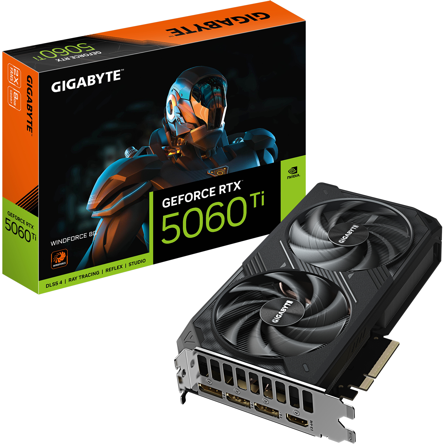 Tarjeta Gráfica Gigabyte GeForce® RTX 5060 Ti WindForce 2 8GB GDDR7 DLSS4