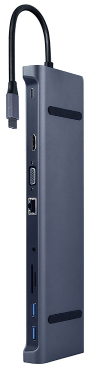Gembird - HUB USB Gembird USB-C 10-in-1 > 3xUSB-C 3.1 + 1xHDMI + 1xVGA + 1xUSB-C (PD 87W) + 1x Leitor + 1xLAN (10/100/1000mps)