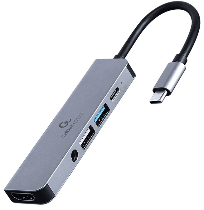 Gembird - HUB USB Gembird USB-C 5 Portas 1x USB-C (PD87W) + 1x USB-A + 1x USB-A 2.0 + 1x HDMI + 1x Jack