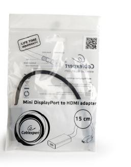 Gembird - Adaptador Gigabit Gembird Mini DP para HDMI Macho Negro