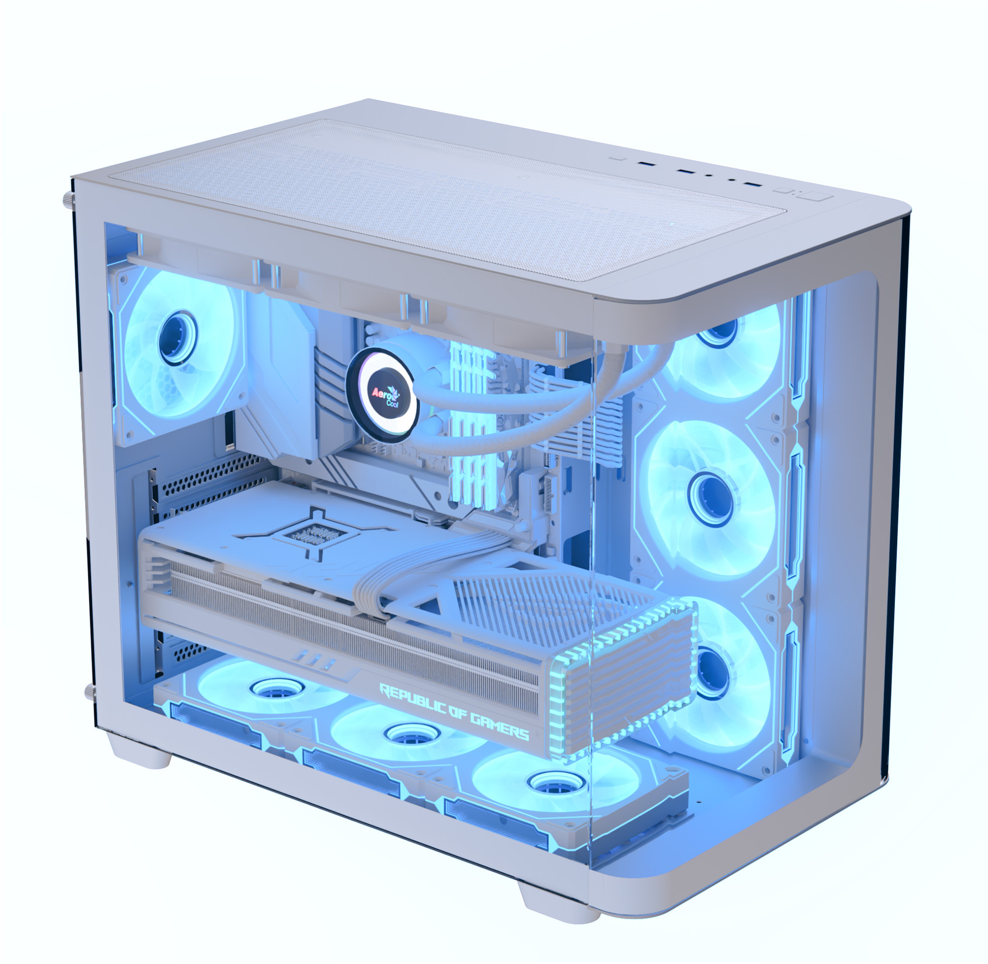 Aerocool - Caja ATX Aerocool P500C ARGB Vidrio Templado Blanco