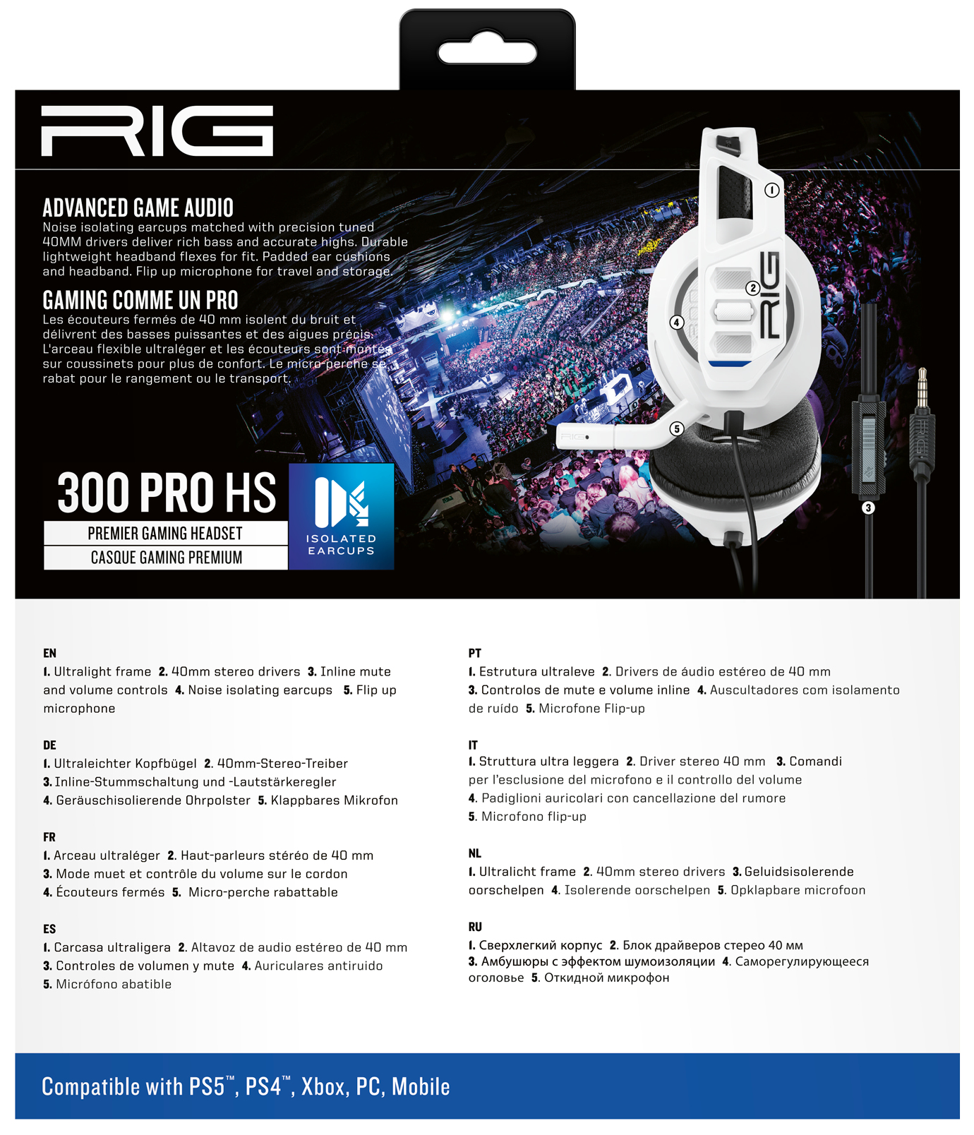 Nacon - Headset Nacon RIG 300 PRO HS Blanco