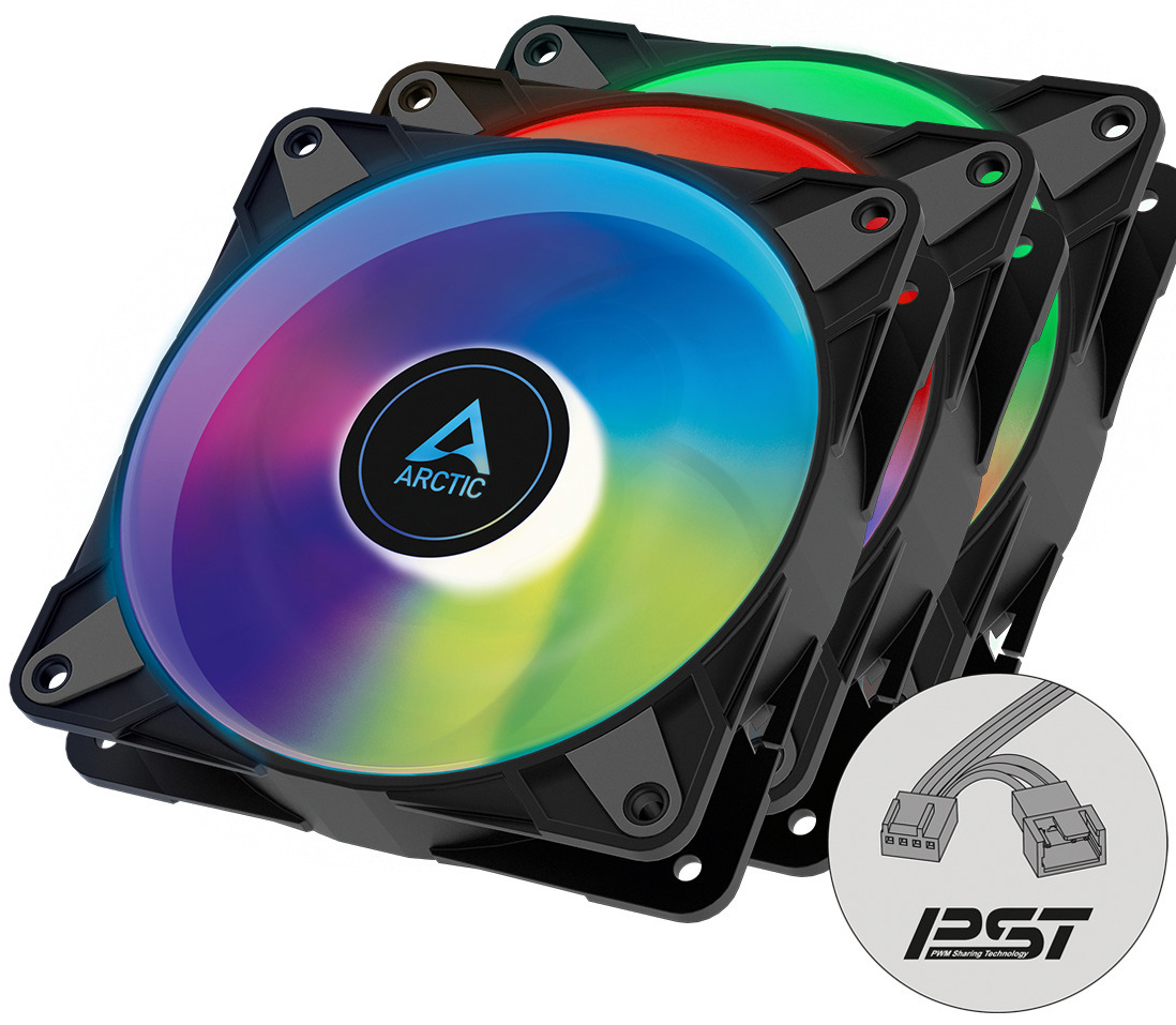 Arctic - Ventilador Arctic P12 PWM PST A-RGB 0db 120mm Negro (Pack 3)