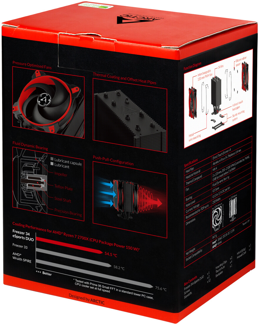 Arctic - Ventilador CPU Arctic Freezer 34 eSports Duo Rojo