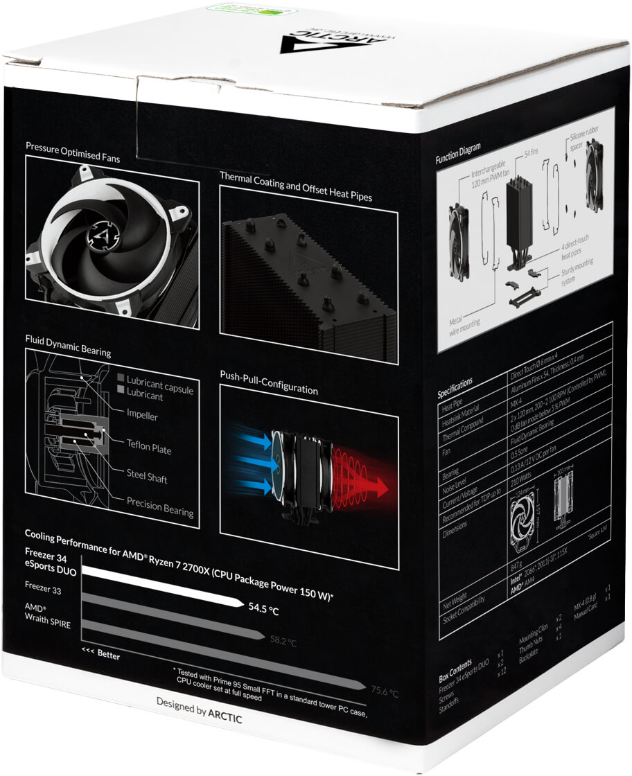 Arctic - Ventilador CPU Arctic Freezer 34 eSports Duo Blanco