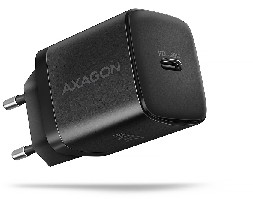 Carregado de pared AXAGON ACU-PD20, 1 puerta (USB-C), PD3.0/PPS/QC4+/AFC/Apple, 20 W, Negro