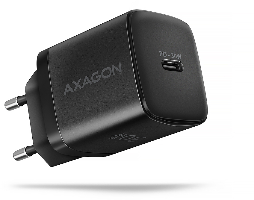 Cargador de pared AXAGON ACU-PD30, 1 puerta (USB-C), PD3.0/PPS/QC4+/SFC/AFC/Apple, 30 W, Negro