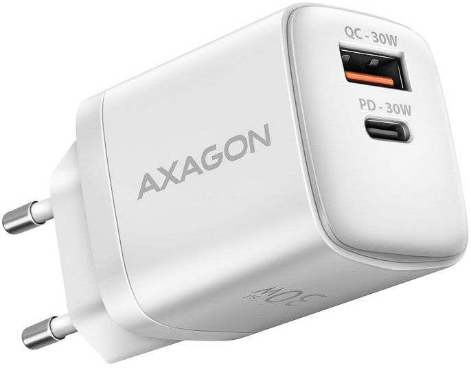 AXAGON ACU-PQ30 QC3.0,4.0/AFC/FCP/PPS/Apple + PD cargador de pared tipo C, 30W, Blanco