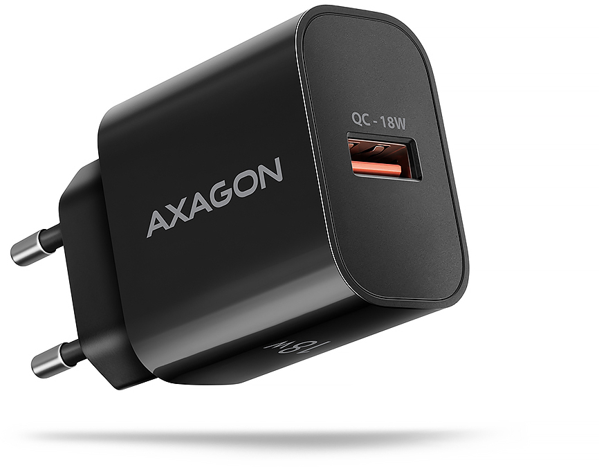 AXAGON - Cargador de pared AXAGON ACU-QC18, 1 puerta (USB-A), QC3.0/AFC/Apple, 18 W, Negro