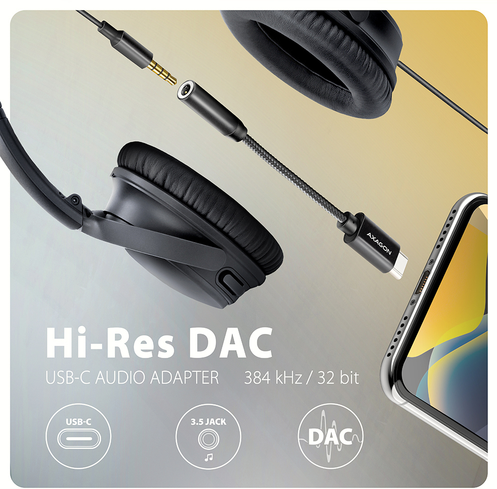 AXAGON - Adaptador Audio AXAGON ADA-HC USB-C - 3.5mm (F) conector Hi-Res DAC 32bit 384kHz