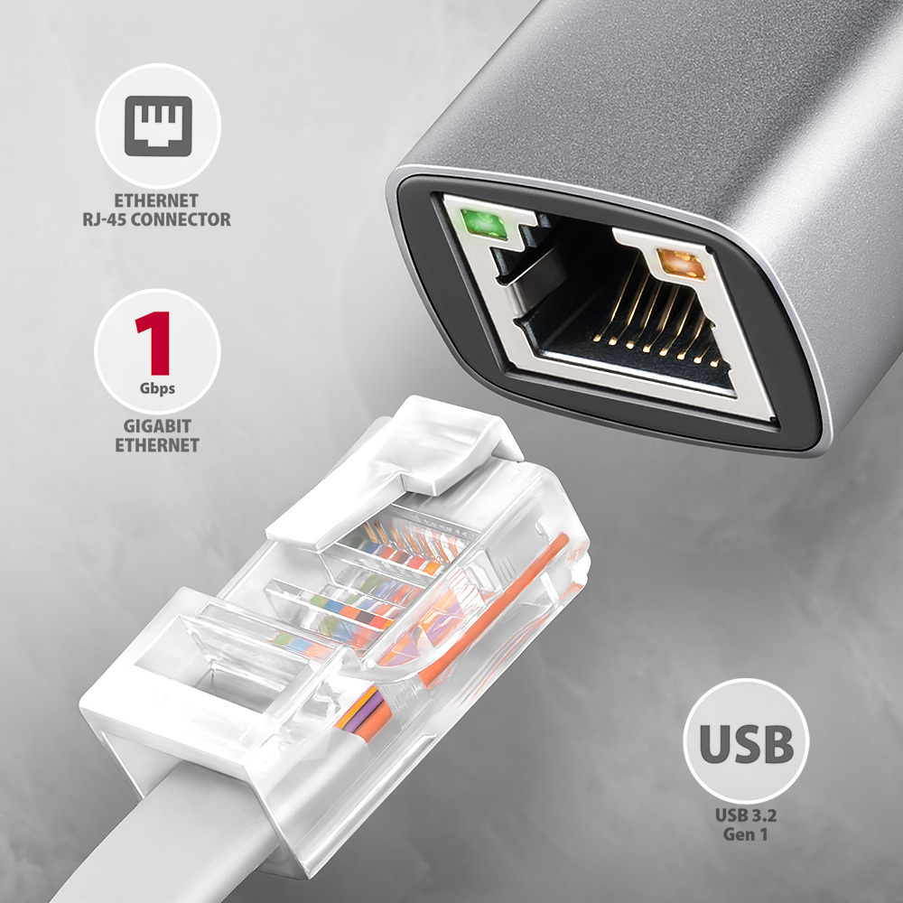 AXAGON - Adaptador AXAGON ADE-TXPD USB-C USB3.2 Gen 1 -  Gigabit Ethernet + PD 100W