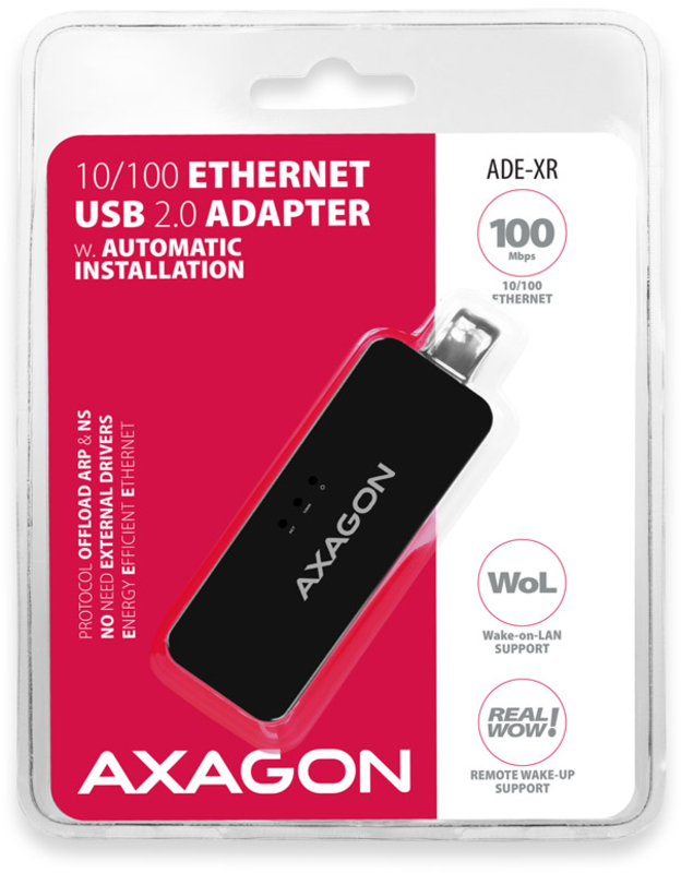 AXAGON - Adaptador AXAGON ADE-XR Fast Ethernet 10/100 - USB 2.0 Tipo A