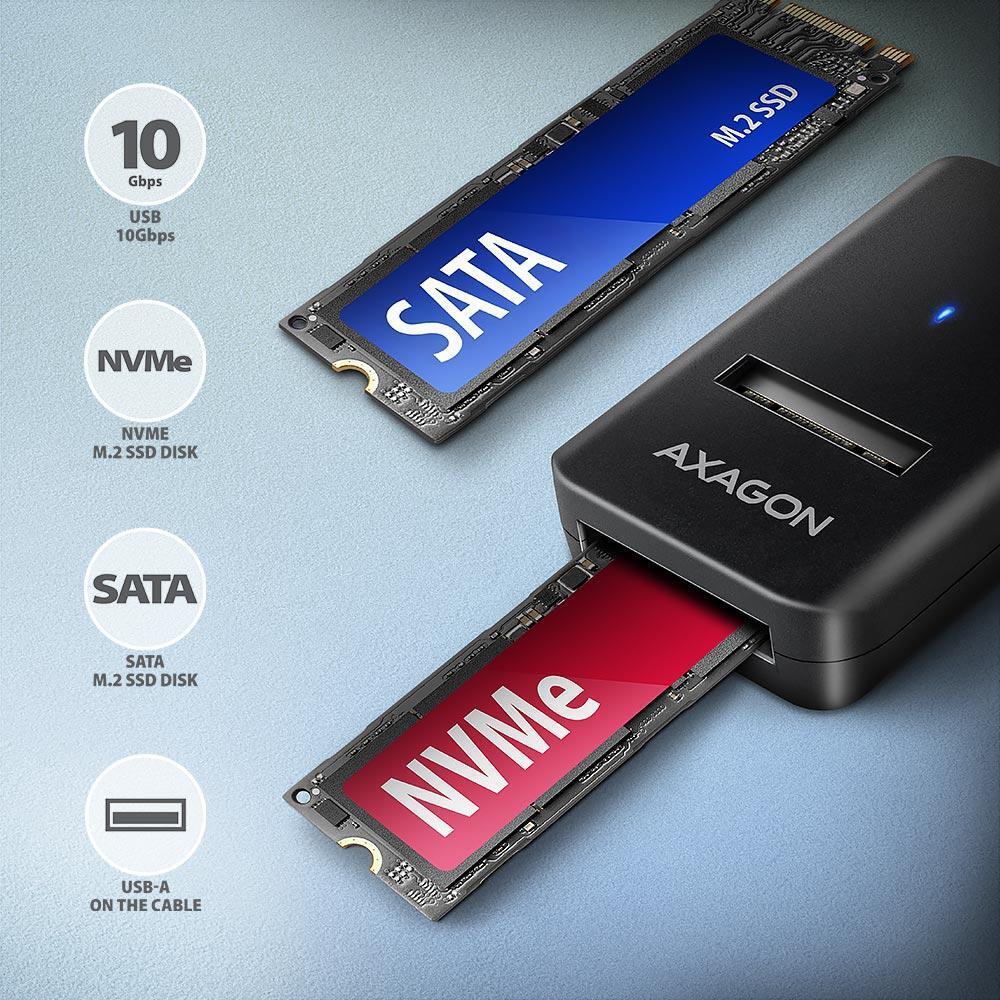 AXAGON - Adaptador AXAGON ADM2-AM USB-A 3.2 Gen2 - 1x NVMe/SATA SDD