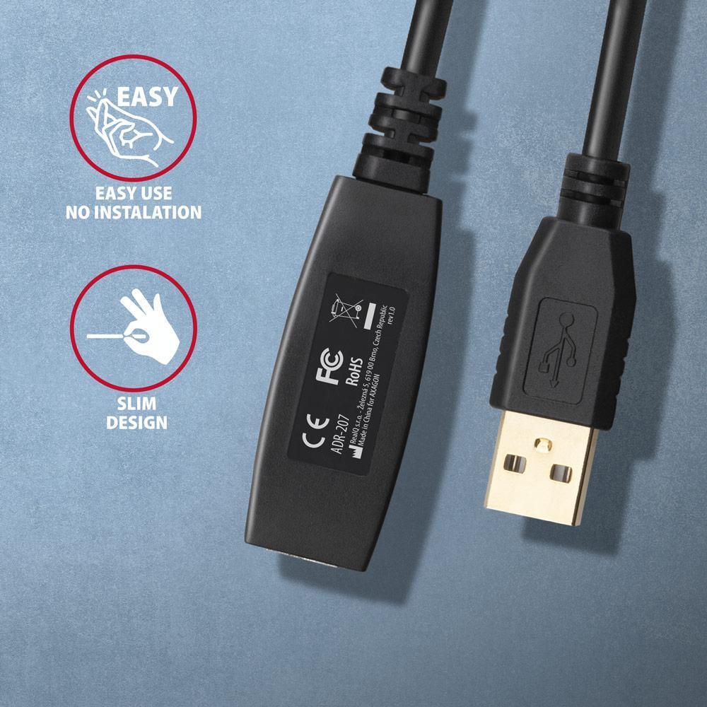 AXAGON - Cable Extensión AXAGON ADR-207 Activo USB, USB 2.0, USB-A para USB-A - 7.55m