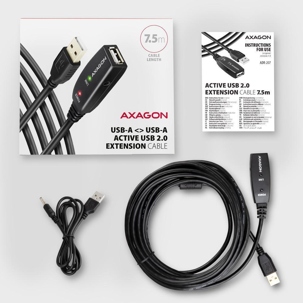 AXAGON - Cable Extensión AXAGON ADR-207 Activo USB, USB 2.0, USB-A para USB-A - 7.55m