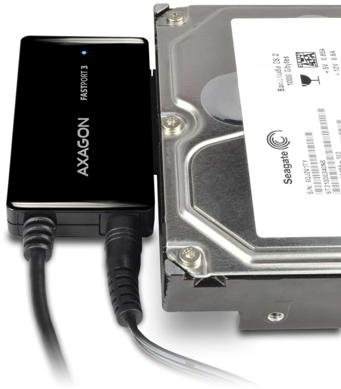 AXAGON - Adaptador AXAGON ADSA-FP3 FASTPort3, USB 3.0, HDD/SSD/ODD, SATA 6G HDD - inclui cargador