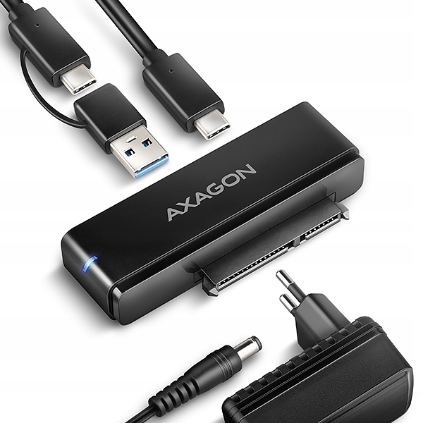 Adaptador AXAGON ADSA-FPX USB-C 3.2 Gen2 10G- SATA SSD/HDD FASTPortX - iclui cargador