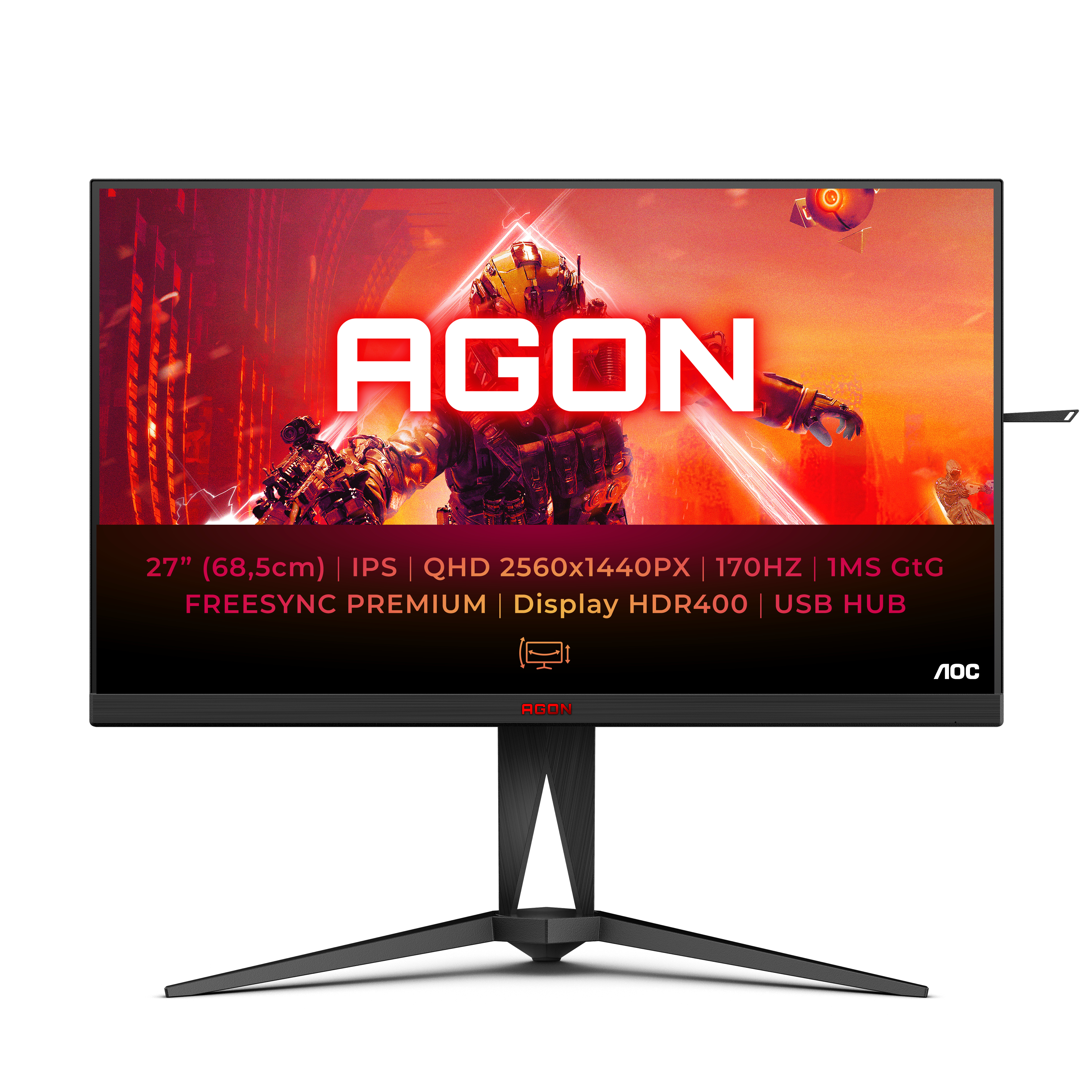 AOC - Monitor AOC AGON PRO 27" AG275QX IPS QHD 170Hz 1ms FreeSync Premium