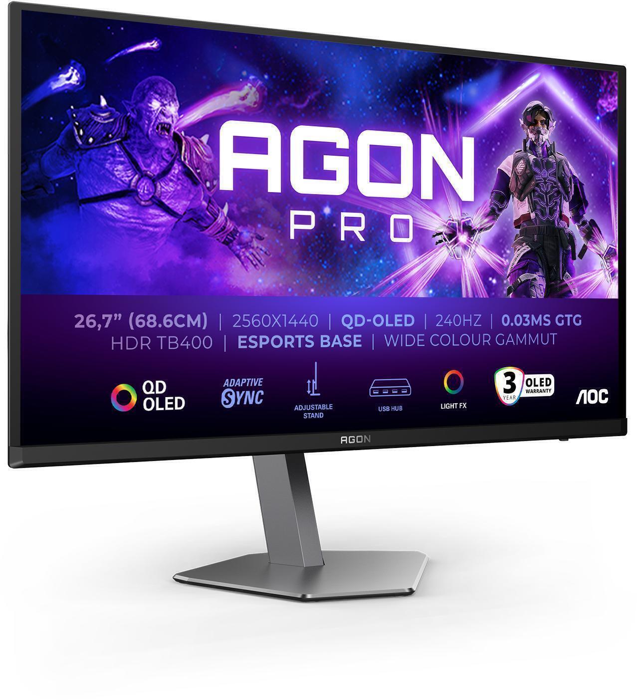 AOC - Monitor AOC AGON PRO 26.7" AG276QZD2 QD-OLED QHD 240Hz 0.3ms Adaptive Sync HDR True Black 400