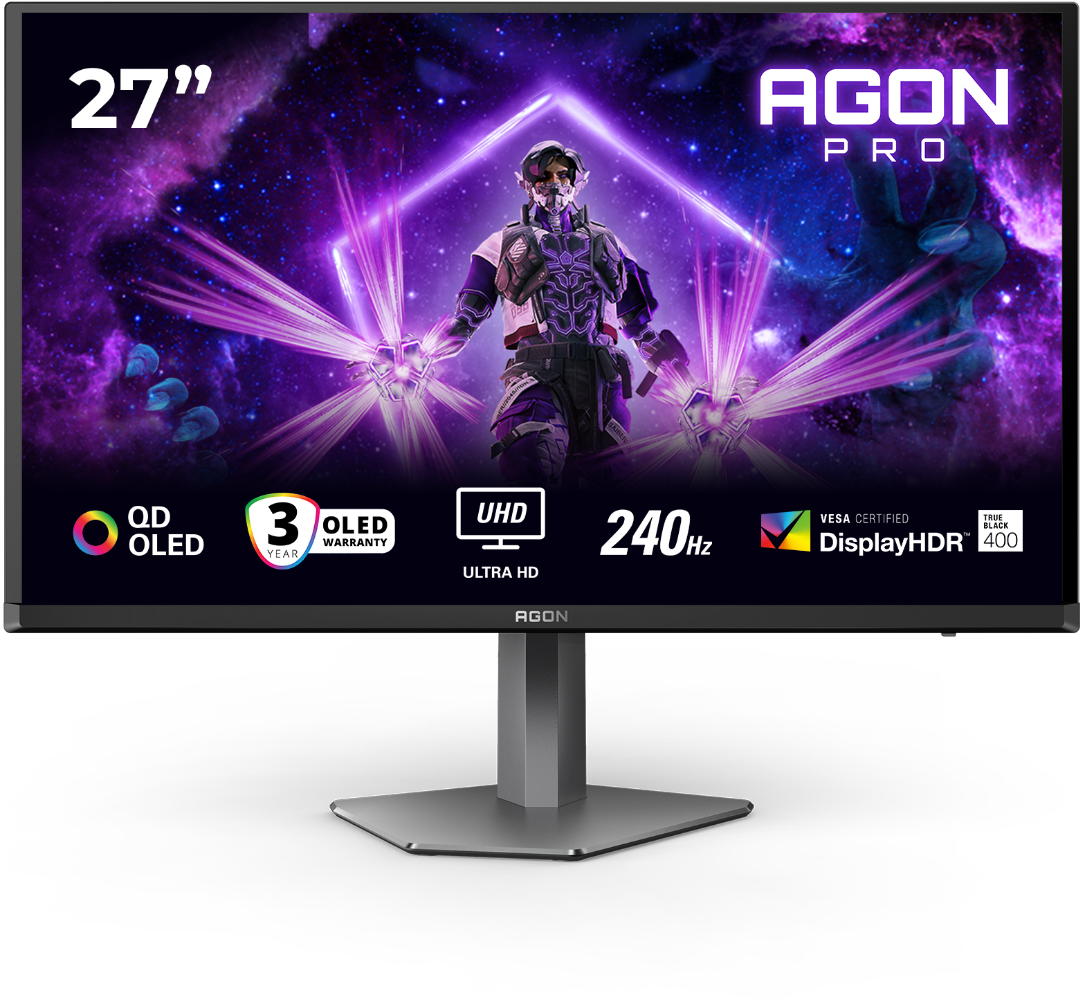 AOC - Monitor AGON by AOC PRO 26.5" AG276UZD QD-OLED UHD 520Hz 0.3ms Adaptive Sync HDR400