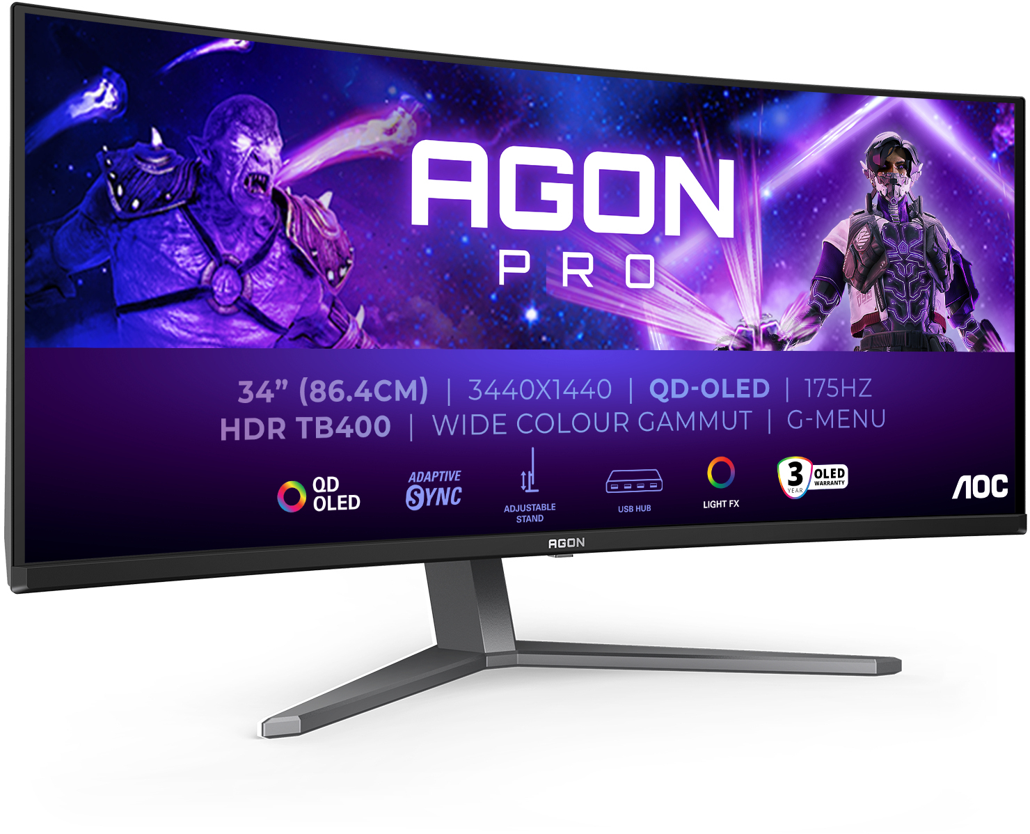 Picture of Picture of Monitor Curvo AOC Gaming 34" AG346UCD QD-OLED UWQHD 175Hz 0.3ms Adaptive Sync HDR400