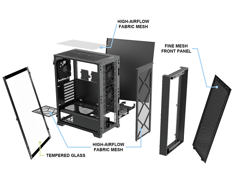 Montech - Caja ATX Montech AIR 1000 Lite Vidrio Templado Negro