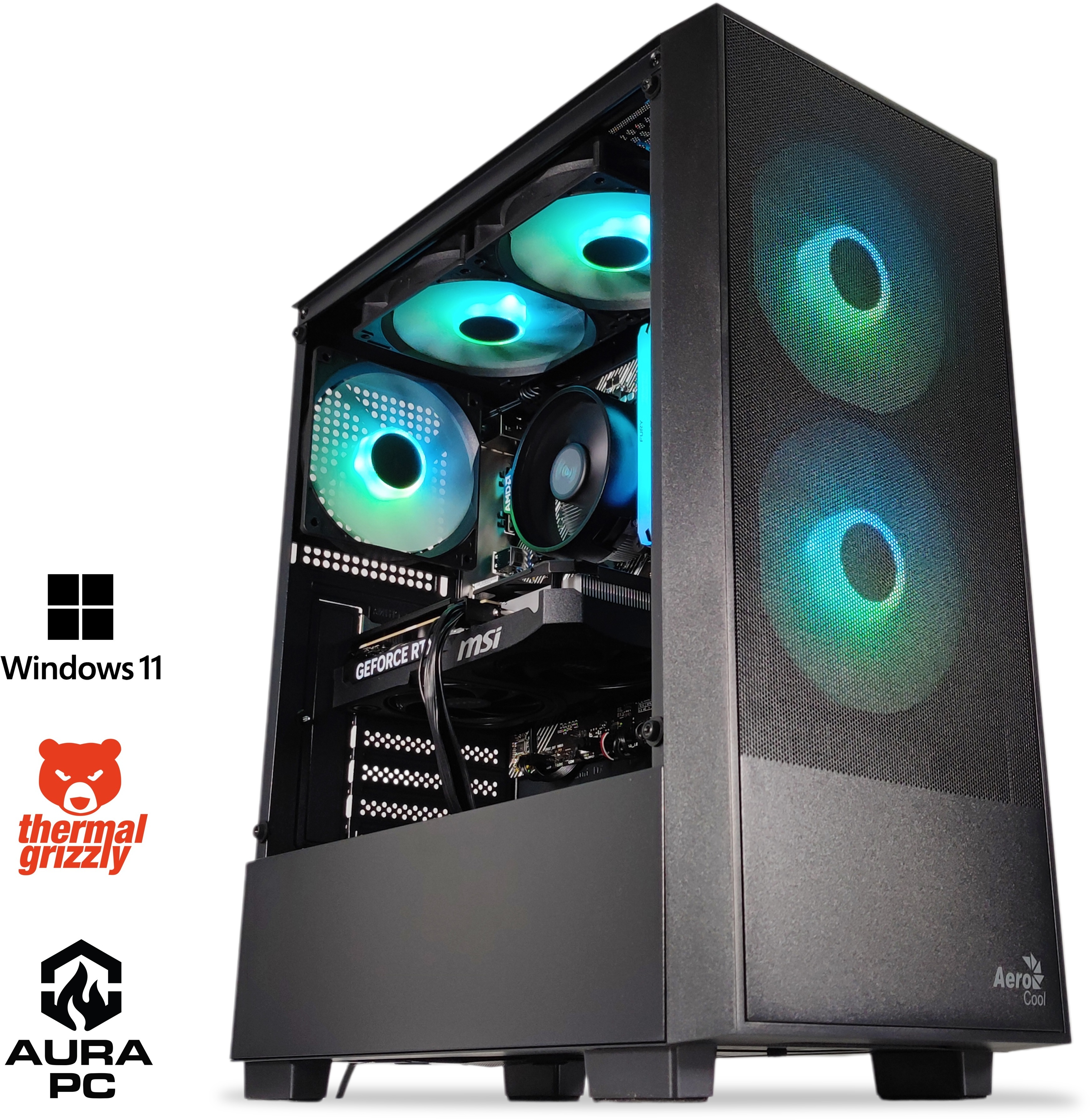 AURA PC - Ordenador AURA Gamer-PC Ryzen 5 5600 32GB DDR4 1TB RTX 5060 Ti 16GB WiFi W11