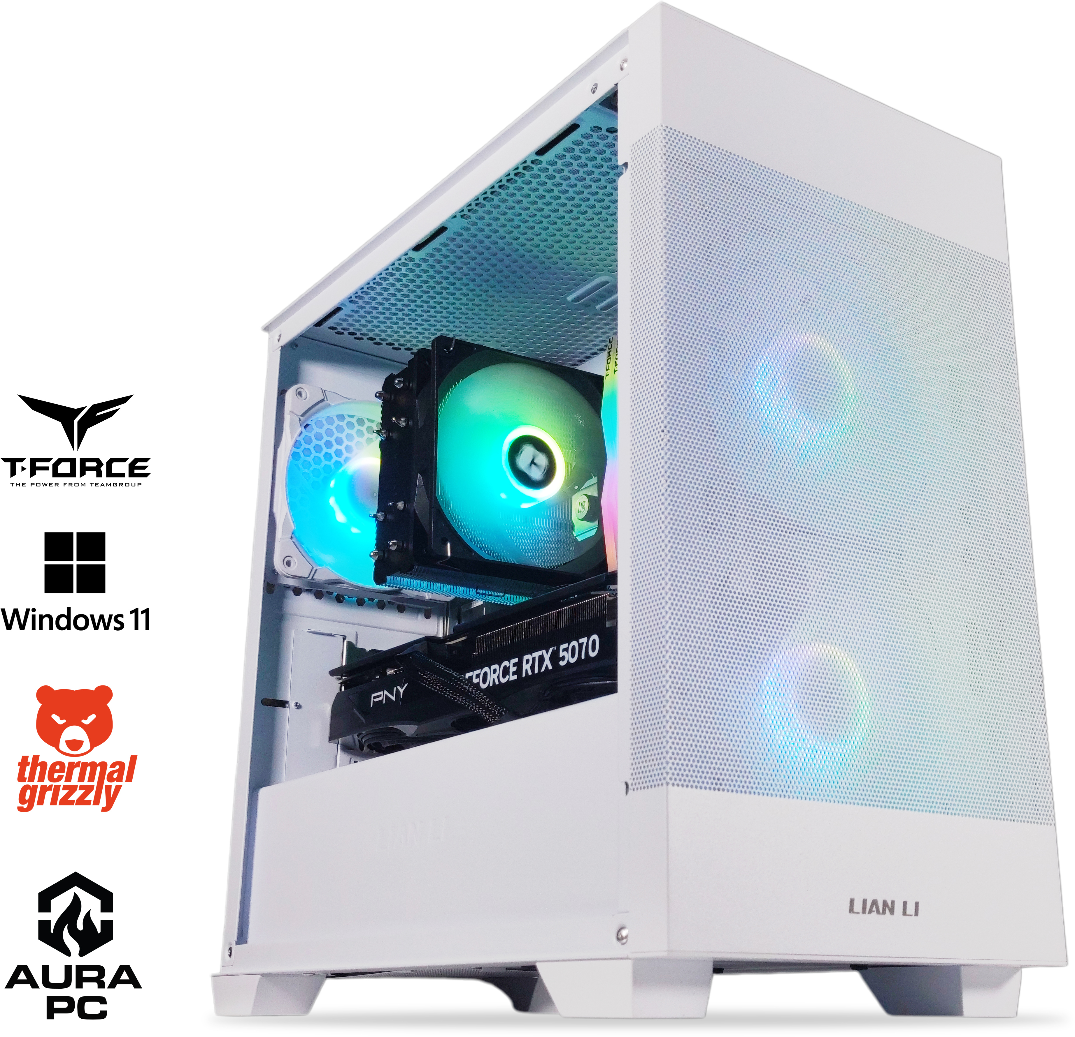 AURA PC - Ordenador AURA Gamer-PC Ryzen 7 5700X3D 32GB DDR4 1TB RTX 5070 WiFi W11