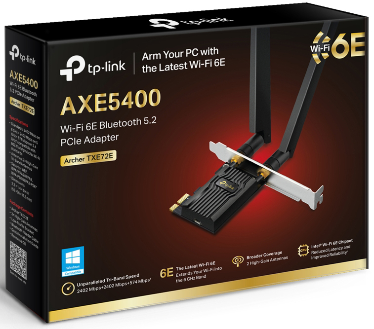 TP-Link - Tarjeta de Red TP-Link PCI Express Archer TXE72E AXE5400 Wi-Fi 6E + Bluetooth