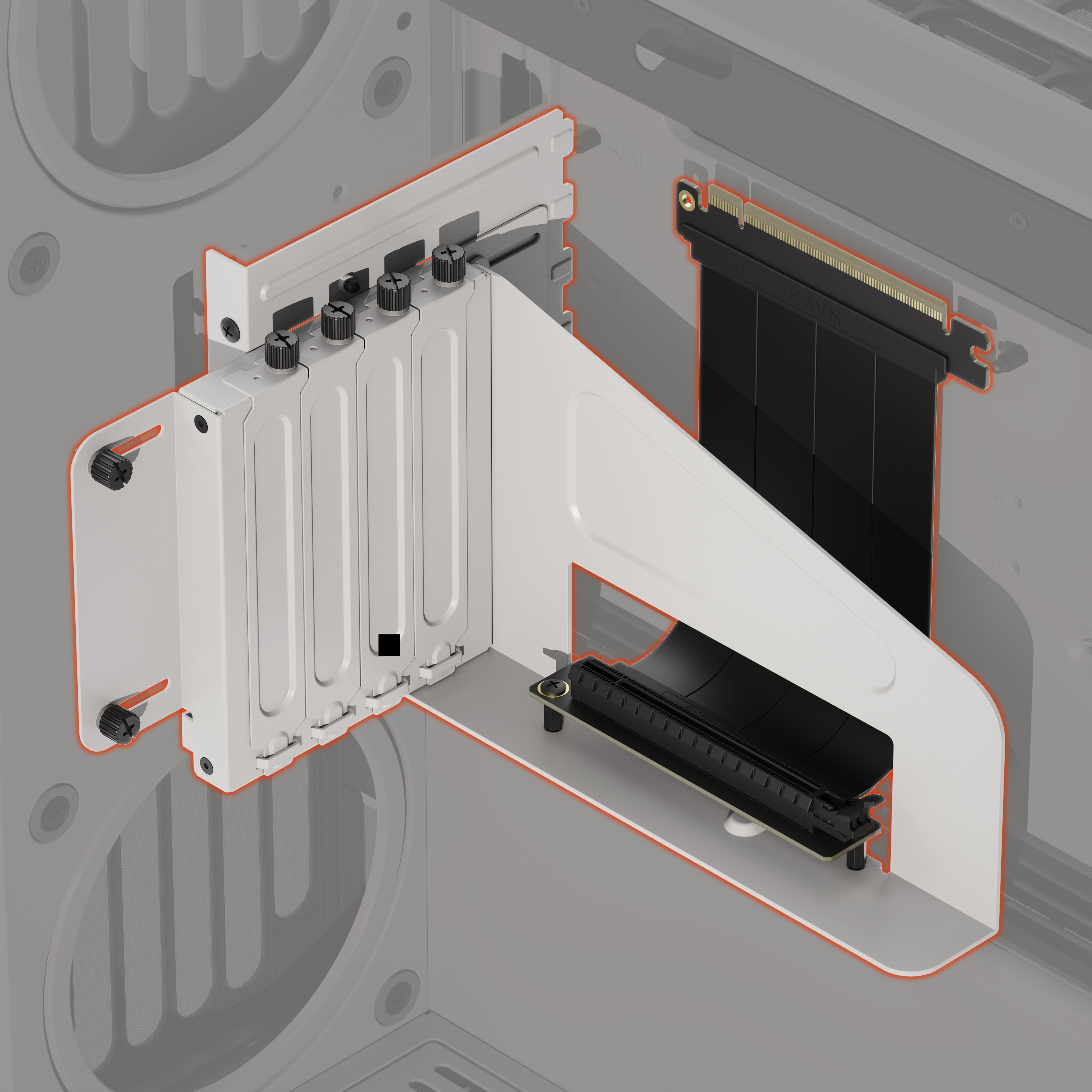 HAVN - Soporte Vertical GPU con Riser - HAVN HS 420 Blanco
