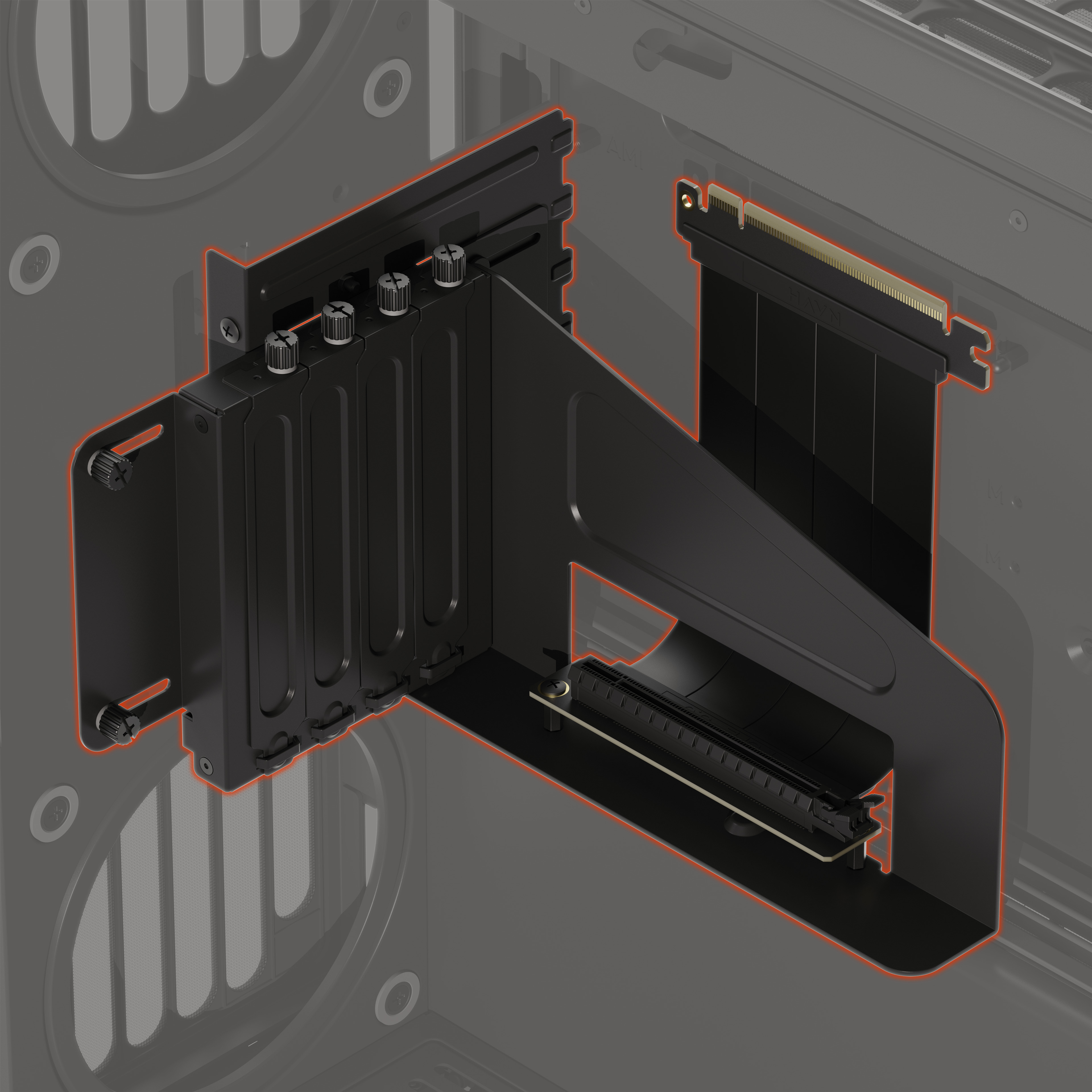 HAVN - Soporte Vertical GPU con Riser - HAVN HS 420 Negro