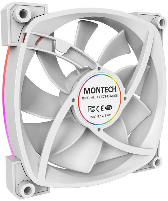 Montech - Ventilador Montech AX120 PWM ARGB PWM 120mm Blanco (Pack 3)