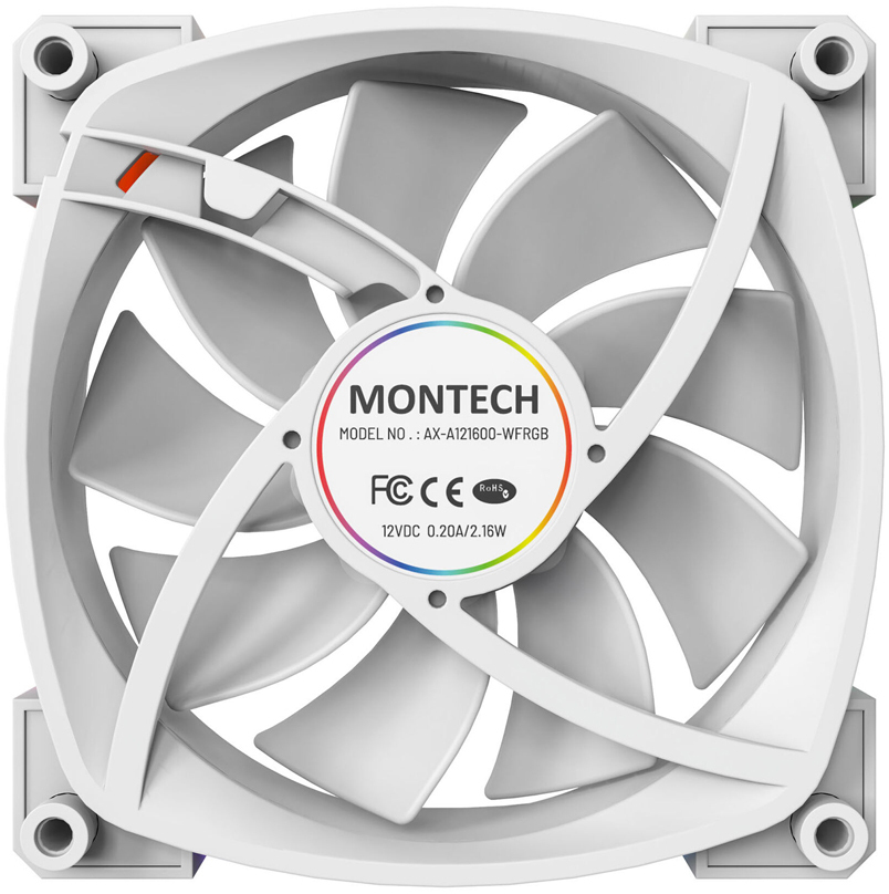 Montech - Ventilador Montech AX120 PWM ARGB PWM 120mm Blanco (Pack 3)